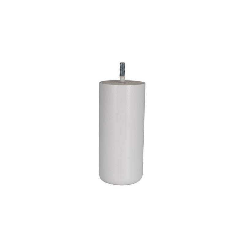 Pied Meuble Cylindrique 68x150mm - Hêtre Laqué Blanc 0