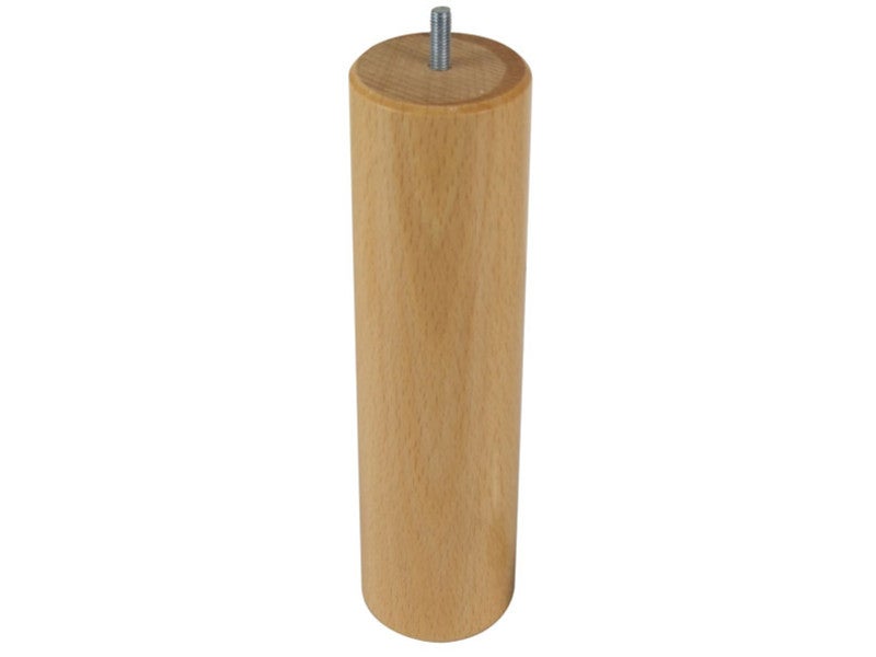 Pied De Lit / Sommier Cylindrique 25 Cm - Hêtre Vernis Blanc