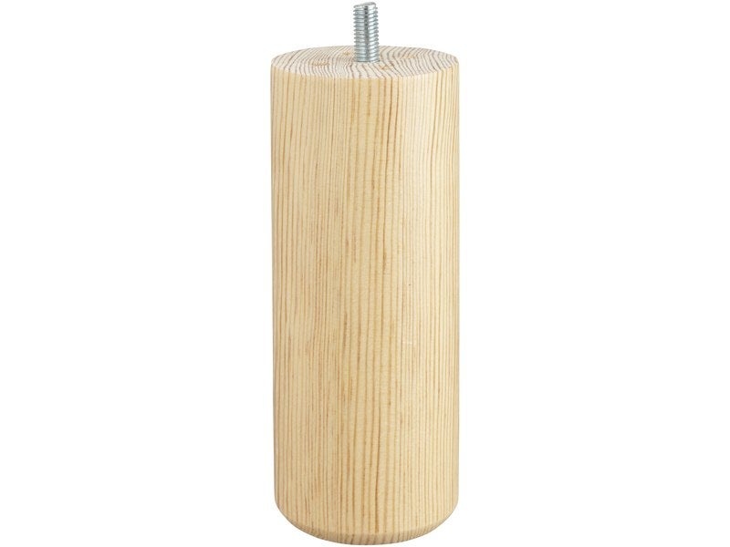 Lot de 4 pieds meuble cylindrique CIME fixes, H.15 cm pin vernis blanc