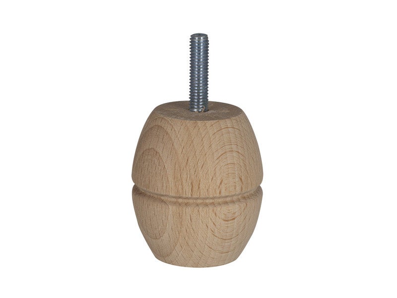 Pied De Meuble Boule Fixe Hêtre Brut Blanc/Beige, 6 Cm