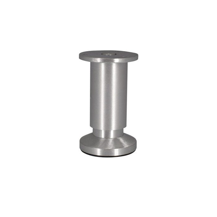 Pied Meuble Cylindrique Réglable 38x100 - Aluminium Brossé Gris 1