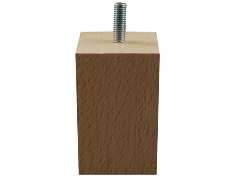 Pied De Meuble Carré Fixe Hêtre Brut Blanc/Beige, 8 Cm