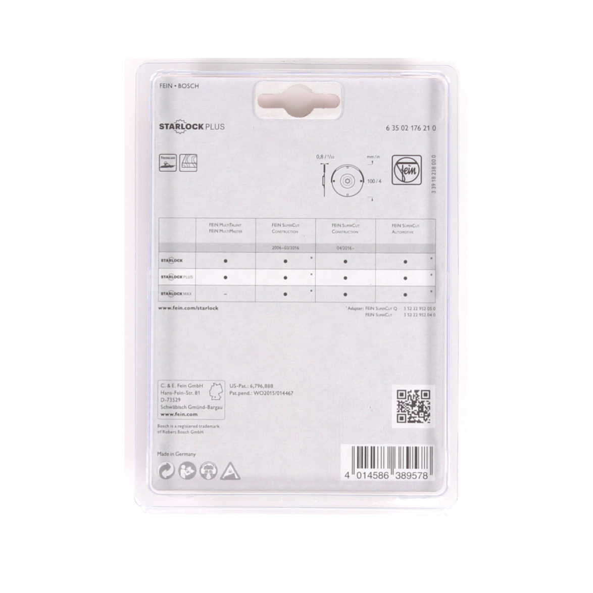 FEIN HSS Starlock Plus Lame circulaire de scie Ø 100 x 0,8 ( 63502176210 ) Bimétal