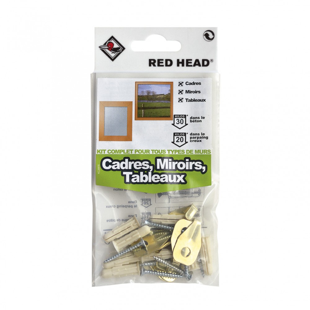 kit chevilles à expansion cadre, miroir et tableau RED HEAD, Diam.6 x L.25 mm