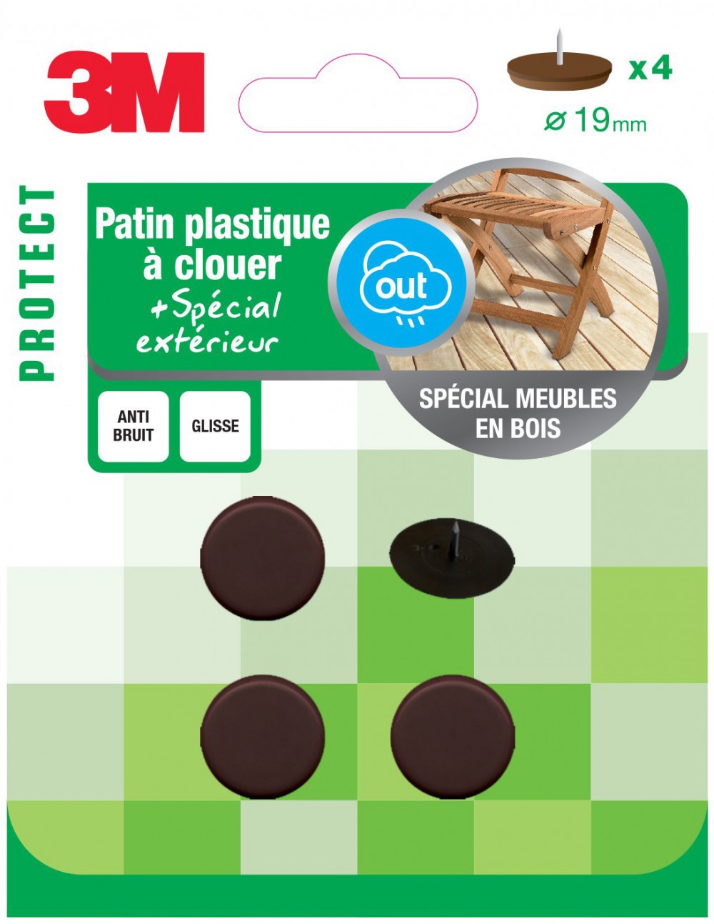 Lot de 4 patins en plastique 3M