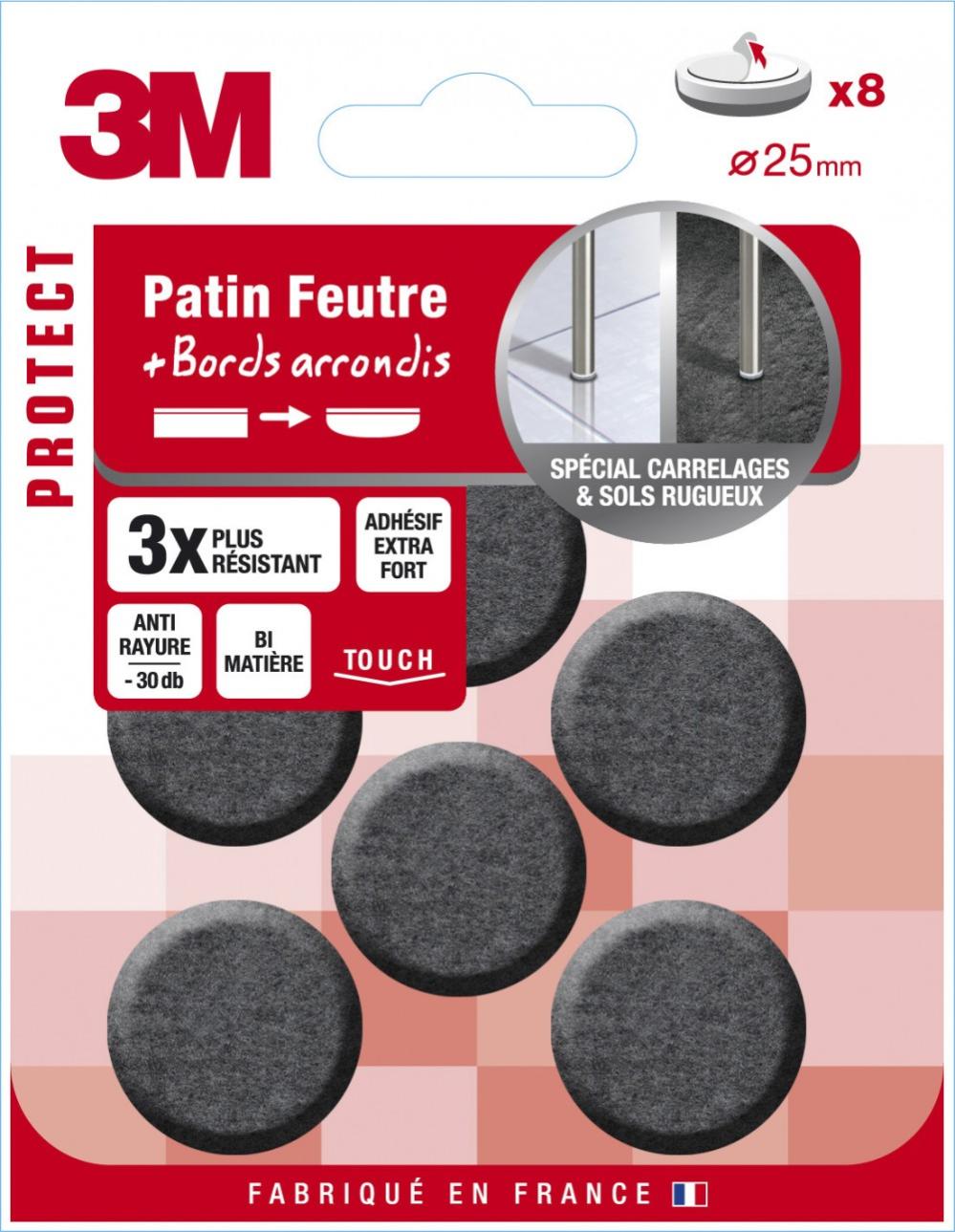 Lot de 8 patins en feutre 3M