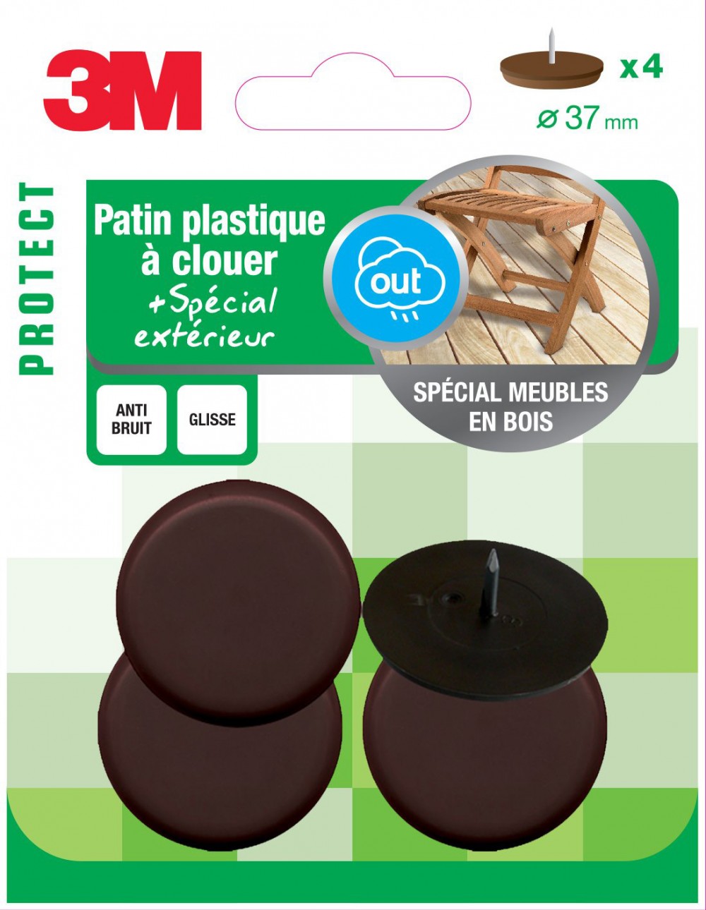 Lot de 4 patins en plastique 3M