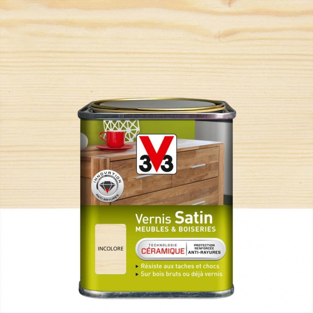 Vernis meuble et objet V33, incolore satiné, 0.25l