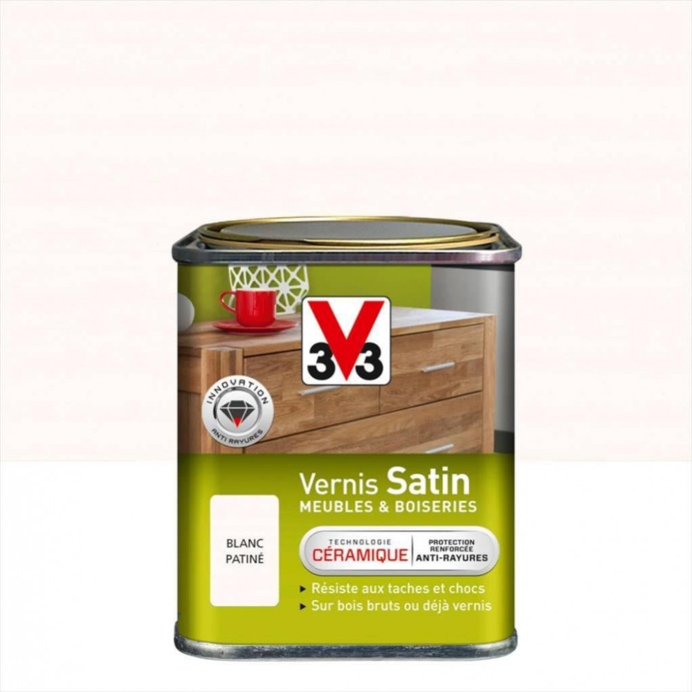Vernis meuble et objet V33, blanc patine satiné, 0.25l