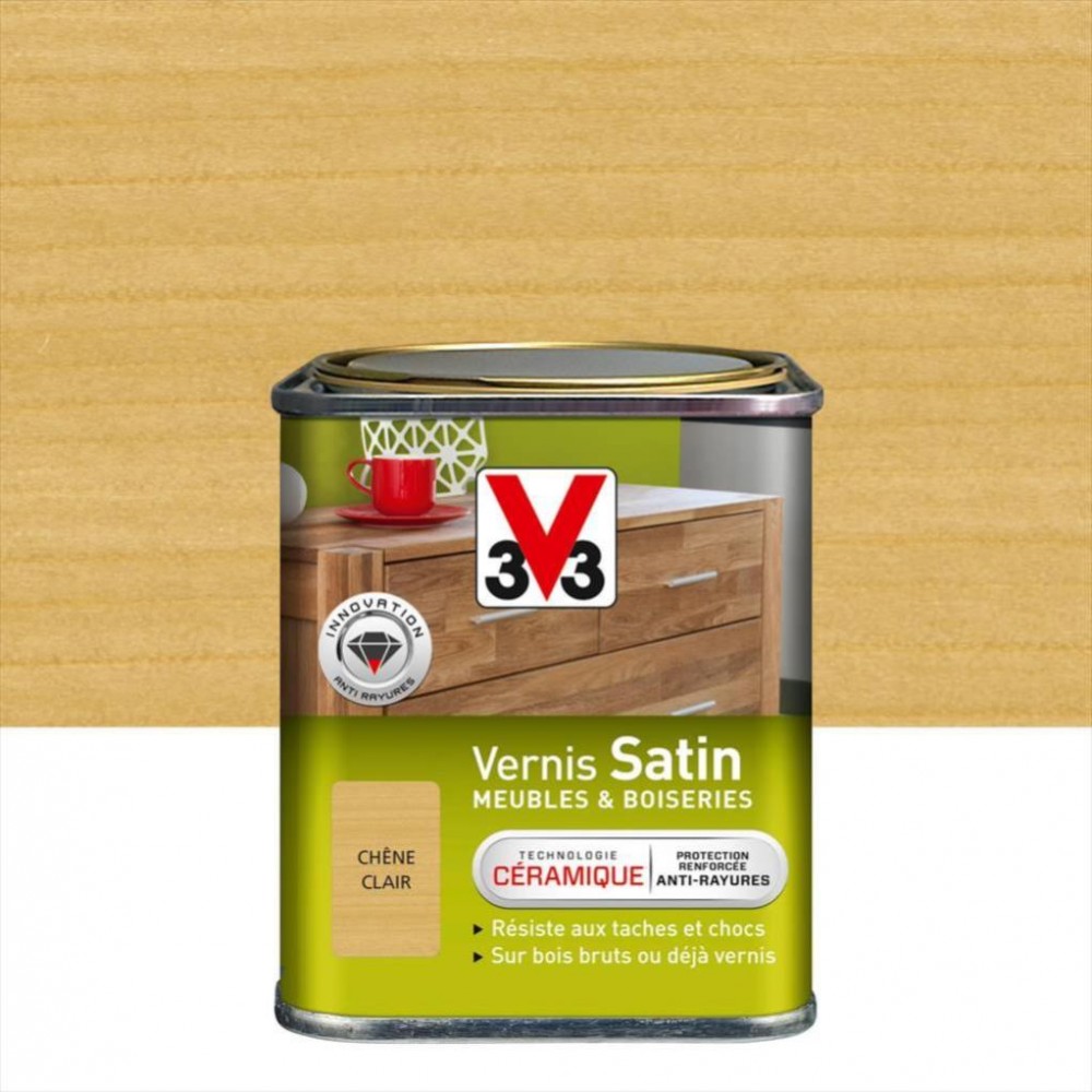 Vernis meuble et objet V33, chêne clair satiné, 0.25l