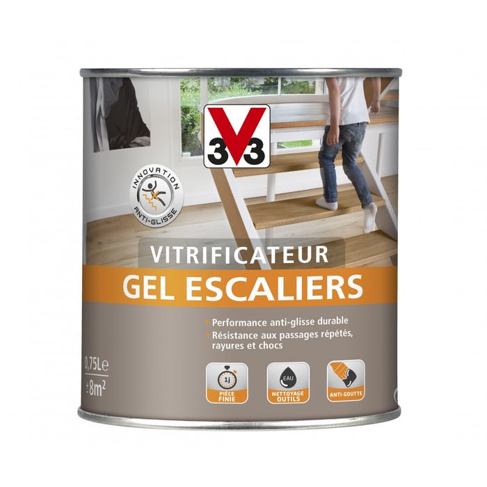 Vitrificateur gel escalier V33, incolore satiné, 0.75 l 0