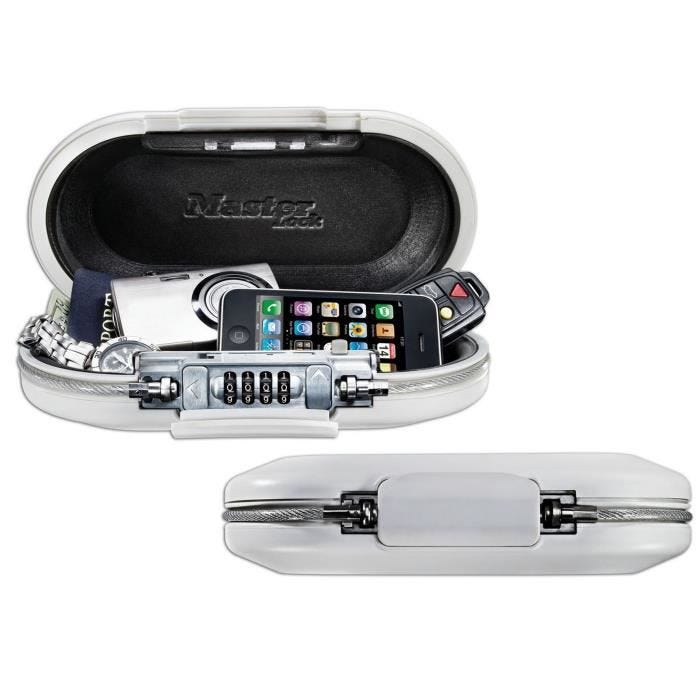 MASTER LOCK Mini-coffre de rangement portable pour voyage avec cable de securite - Blanc 6