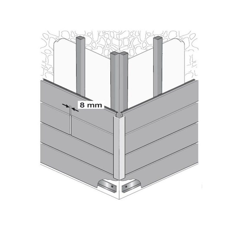 Profil d'angle bois composite pour bardage Beige clair, E : 6 cm, l : 6 cm, L : 270 cm 2
