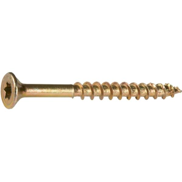 Vis Bois Tête Fraisé T25 - Ø 5 Mm - 70/42 Mm - Zingué Jaune - Boîte De 200 Pièces - Spax