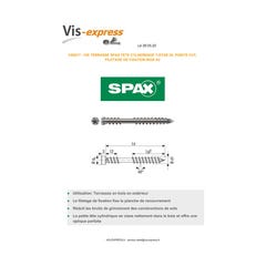 Vis terrasse - SPAX - Autoperceuse - Spécial caillebotis - Tête cylindrique - Inox A2 - 5 x 60/27,50 mm - Boîte de 100 3