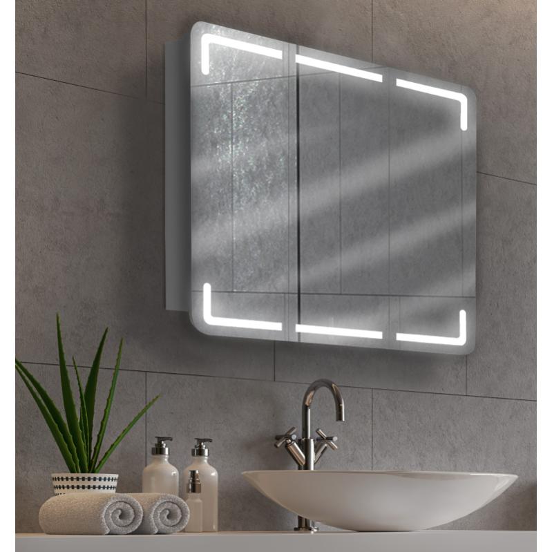 Armoire de toilette 90x75x17cm 3 portes led lumineuse ESTRELLA