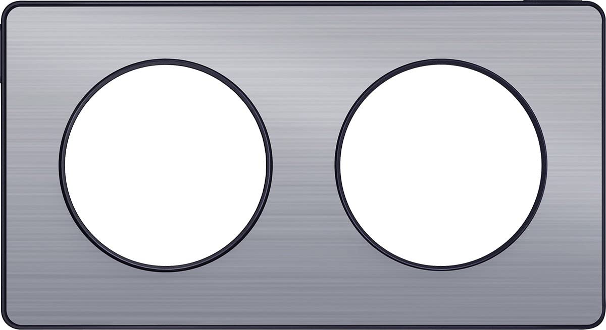 Plaque de finition 2 postes horizontal/vertical 71mm alu brossé Odace