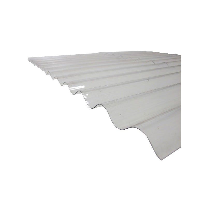 Plaque polycarbonate ondulée translucide (PO 76/18 - petite onde), L 2m, l : - 90cm 0