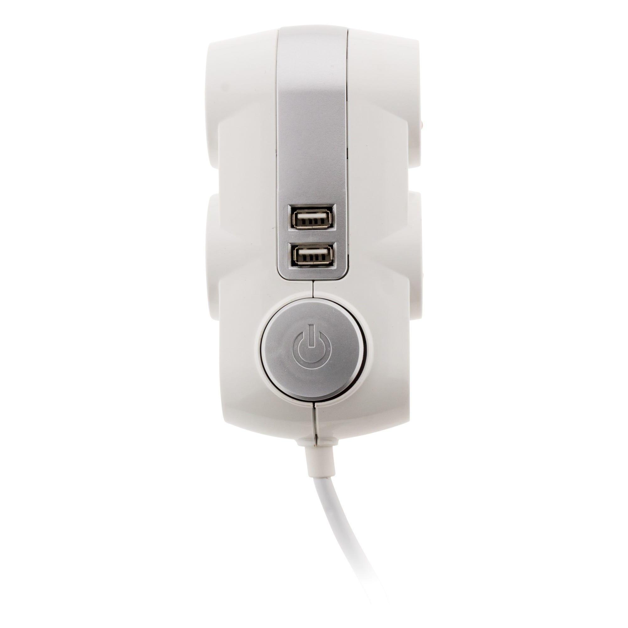 Bloc Premium 4x 16A 2P+T avec interrupteur - câble HO5VV-F 3G1mm² 1,5m + 2x USB équipé d'une fiche extraplate blanc 2