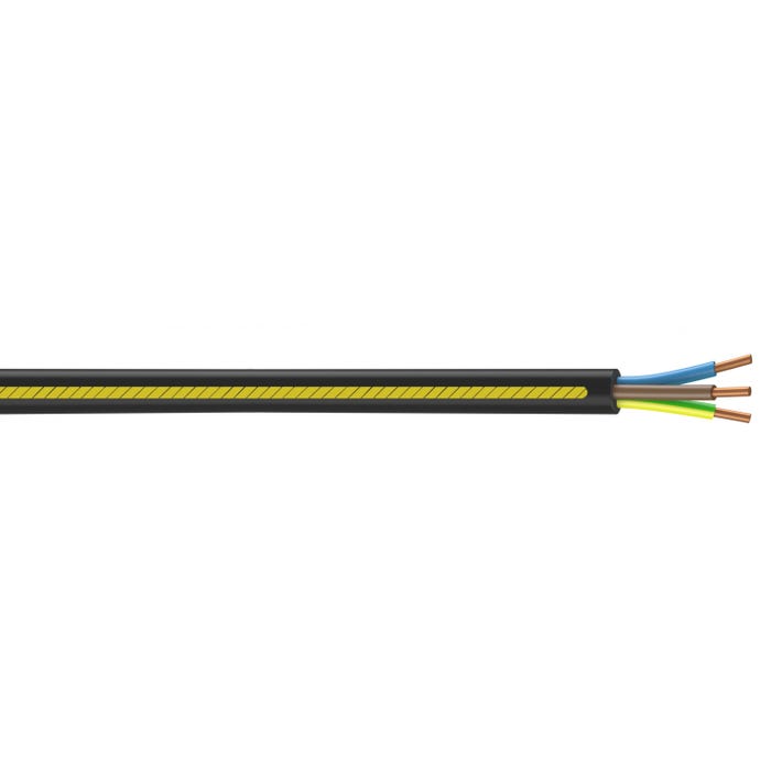 Câble électrique 3 G 2.5 mm² u1000r2v L.15 m, noir 0