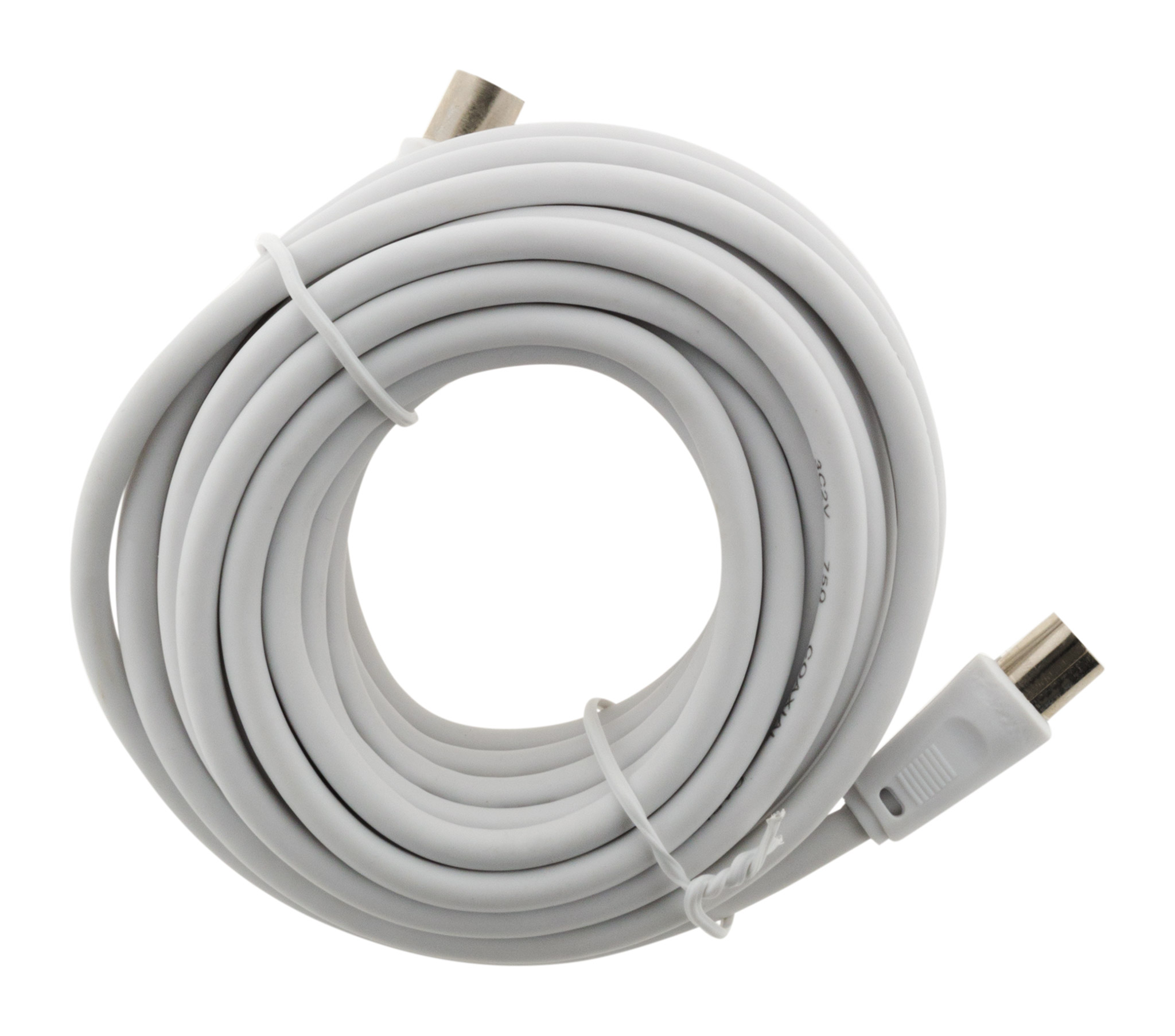 Prolongateur TV 2m mâle/mâle ø9.5mm + 1 adaptateur F/F - Blanc - Zenitech