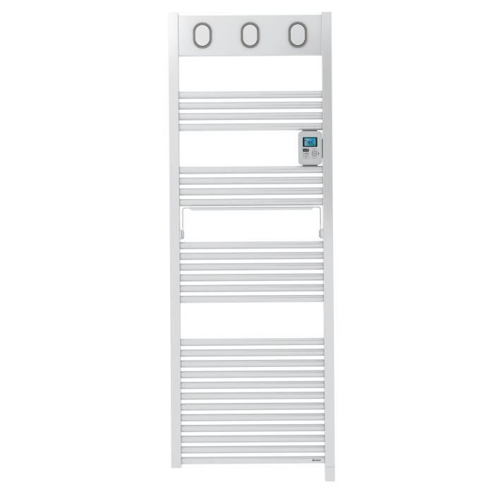 Sauter Marapi Radiateur Seche-serviettes Electrique - 750 Watts - Ecran Retro-eclaire - Programmation Hebdomadaire -tubes Ronds