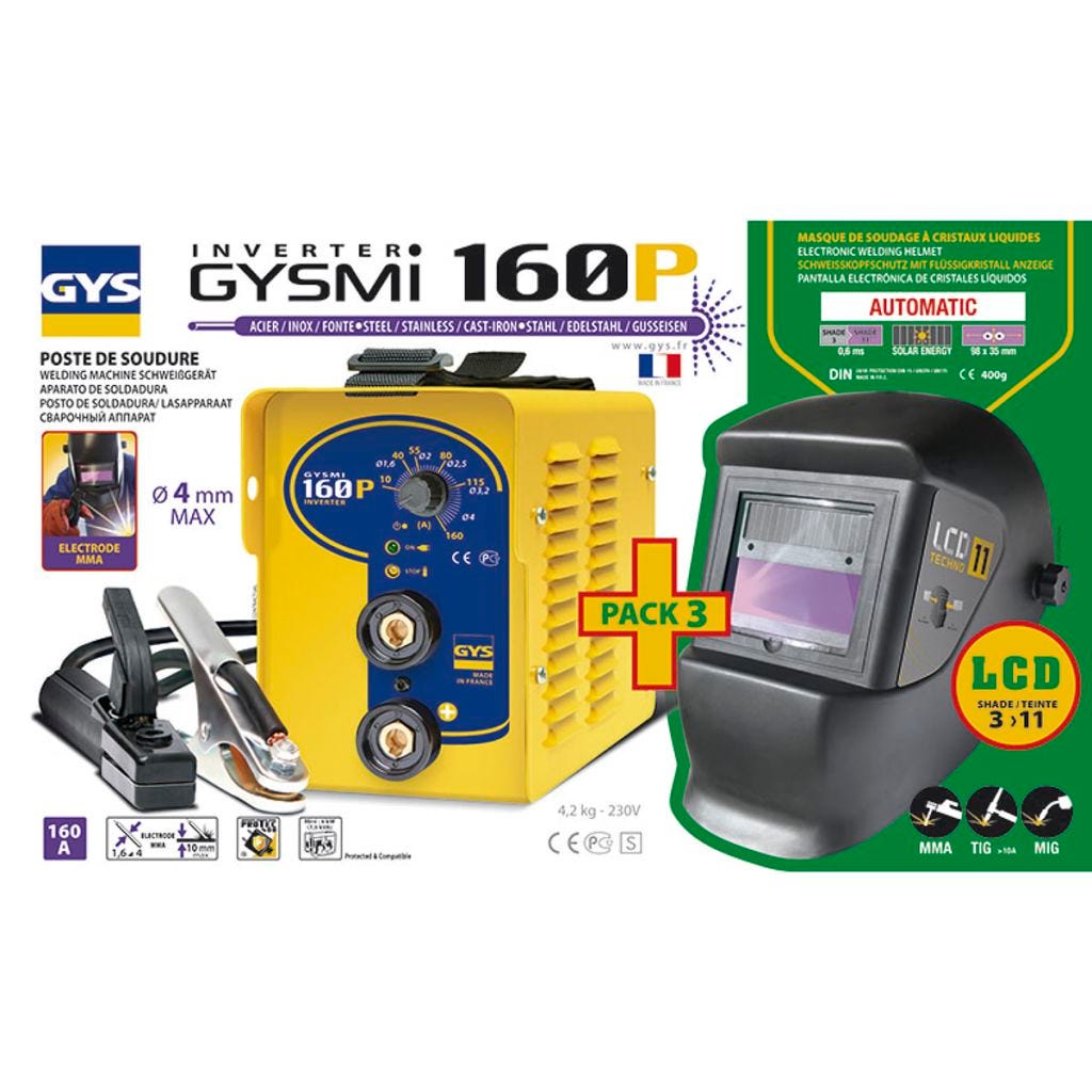 Poste de soudure GYS à électrodes Inverter - GYSMI 160P + Masque LCD Techno 11 - 030435 4