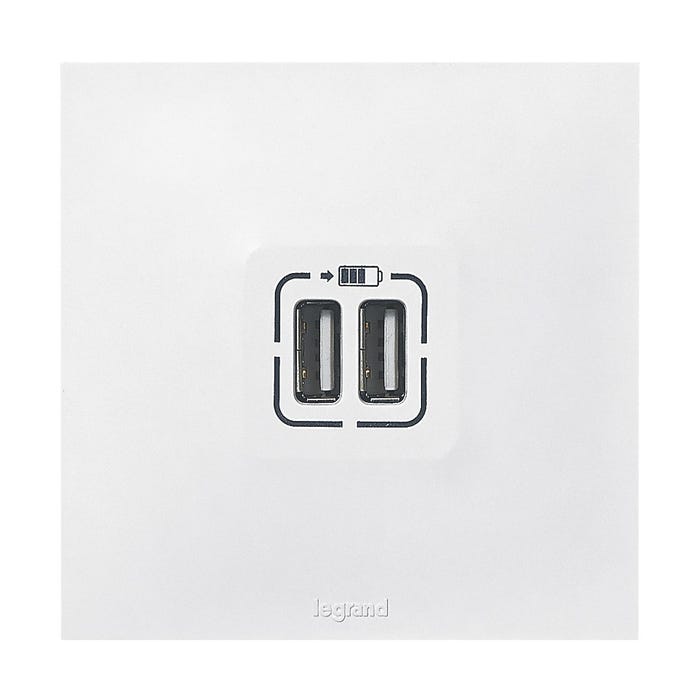 Double chargeur USB Type A 2,4A 12W Neptune - Blanc 0