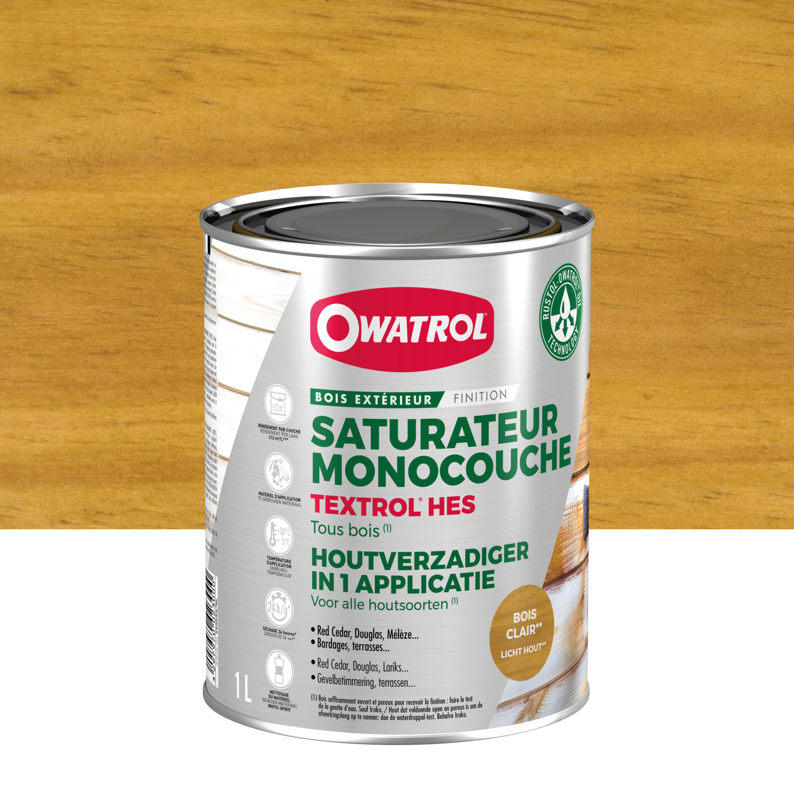 Saturateur monocouche Owatrol TEXTROL HES Bois_clair 1 litre