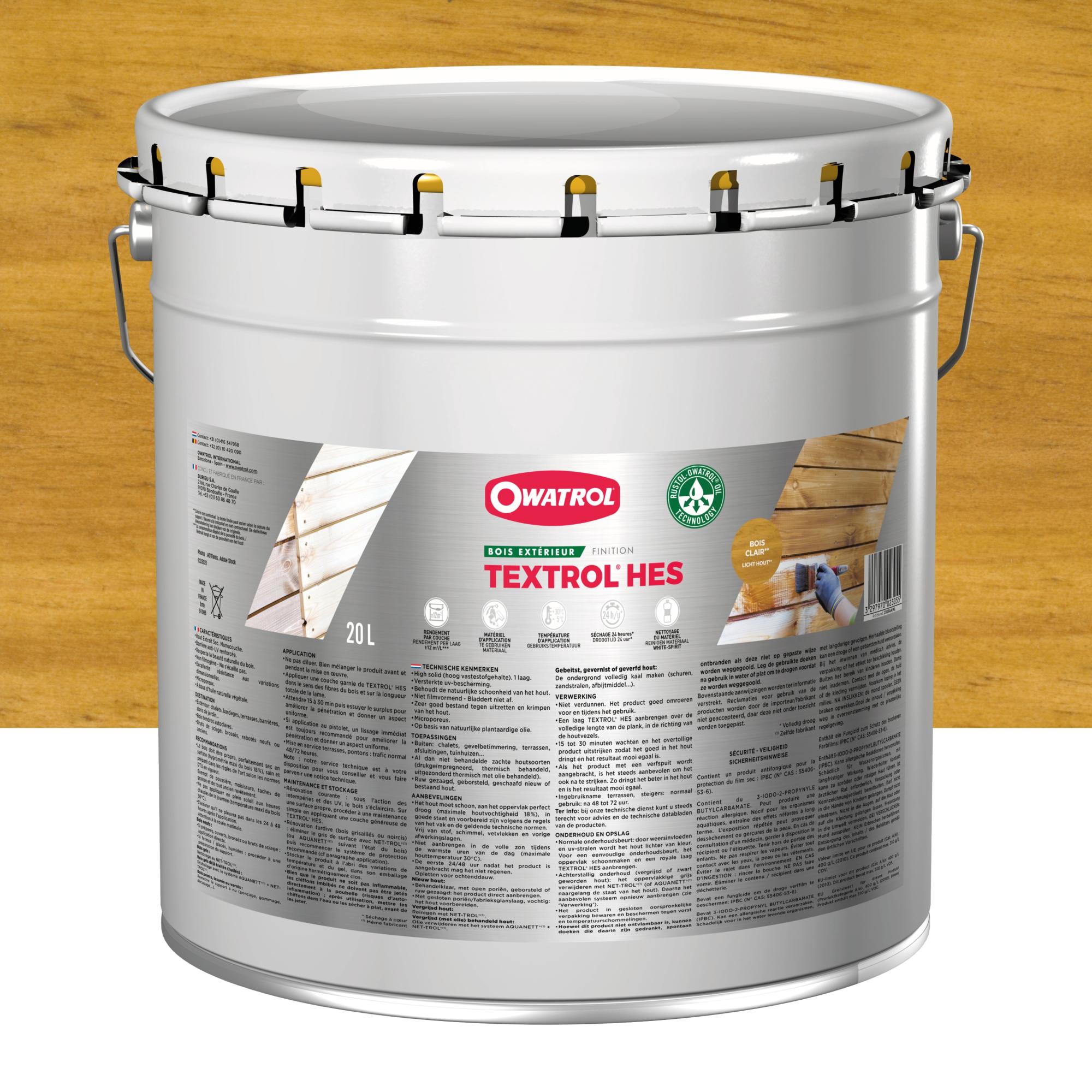 Saturateur monocouche Owatrol TEXTROL HES Bois_clair 20 litres