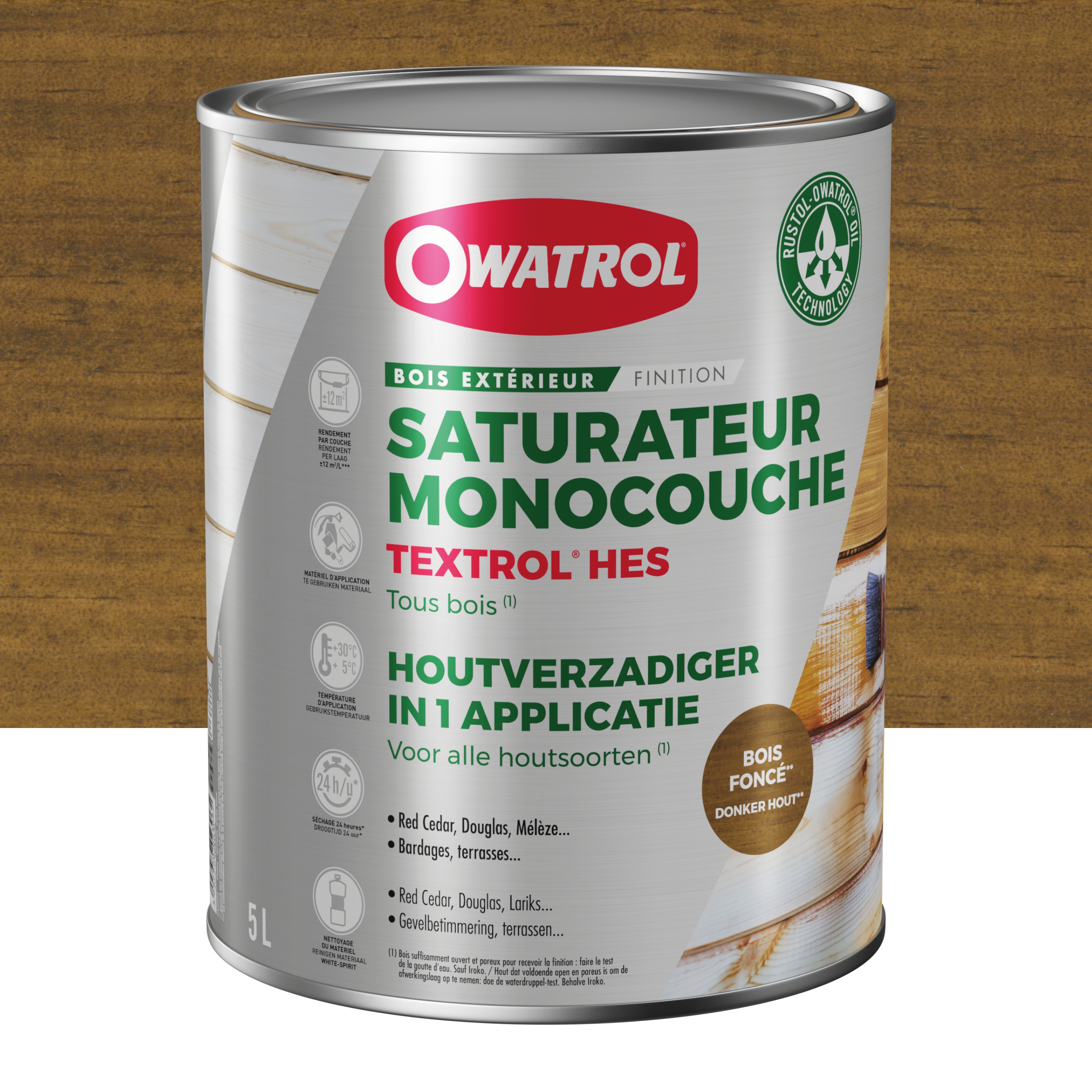 Saturateur monocouche Owatrol TEXTROL HES Bois_foncé 5 litres