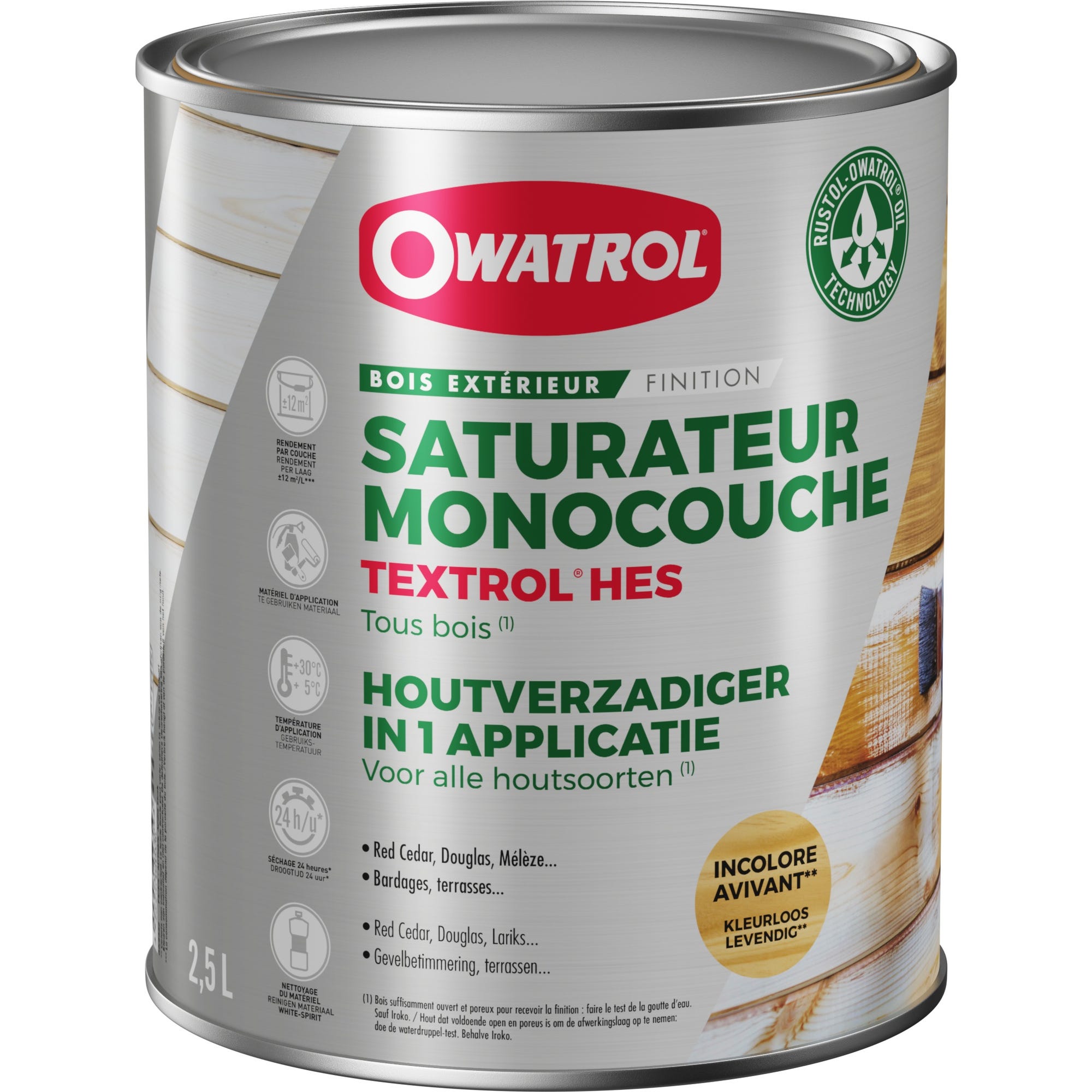 Saturateur monocouche Owatrol TEXTROL HES Incolore (ow20) 2.5 litres 0