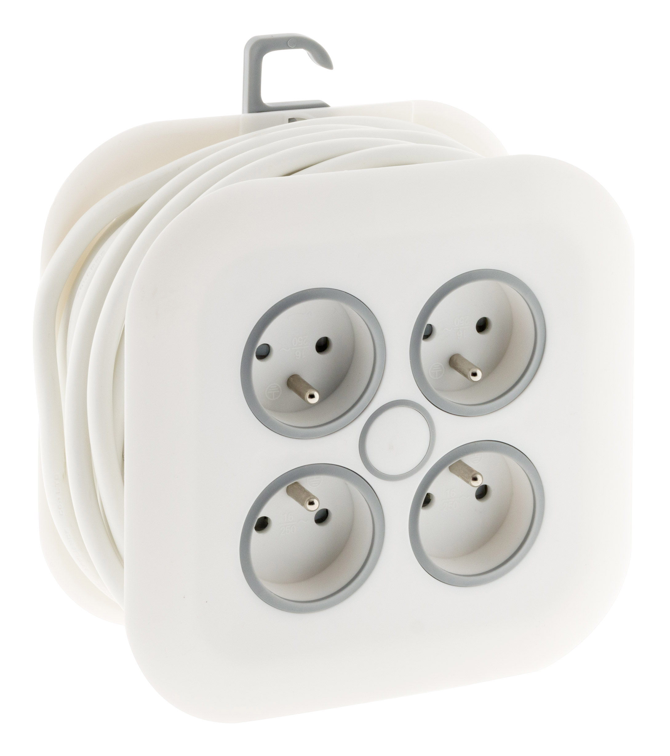 Enrouleur domestique 4x 16A 2P+T à fiche extraplate 3G1mm² - 7m Blanc - Zenitech