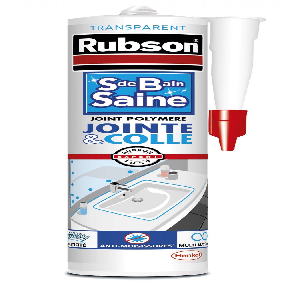 Mastic de fixation RUBSON, transparent, 280 ml 0