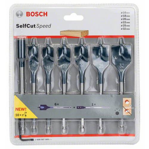 Jeu de mèches à bois plates Bosch Accessories 2608587009 7 pièces acier thermo-traité 16 mm, 18 mm, 20 mm, 22 mm, 25 5