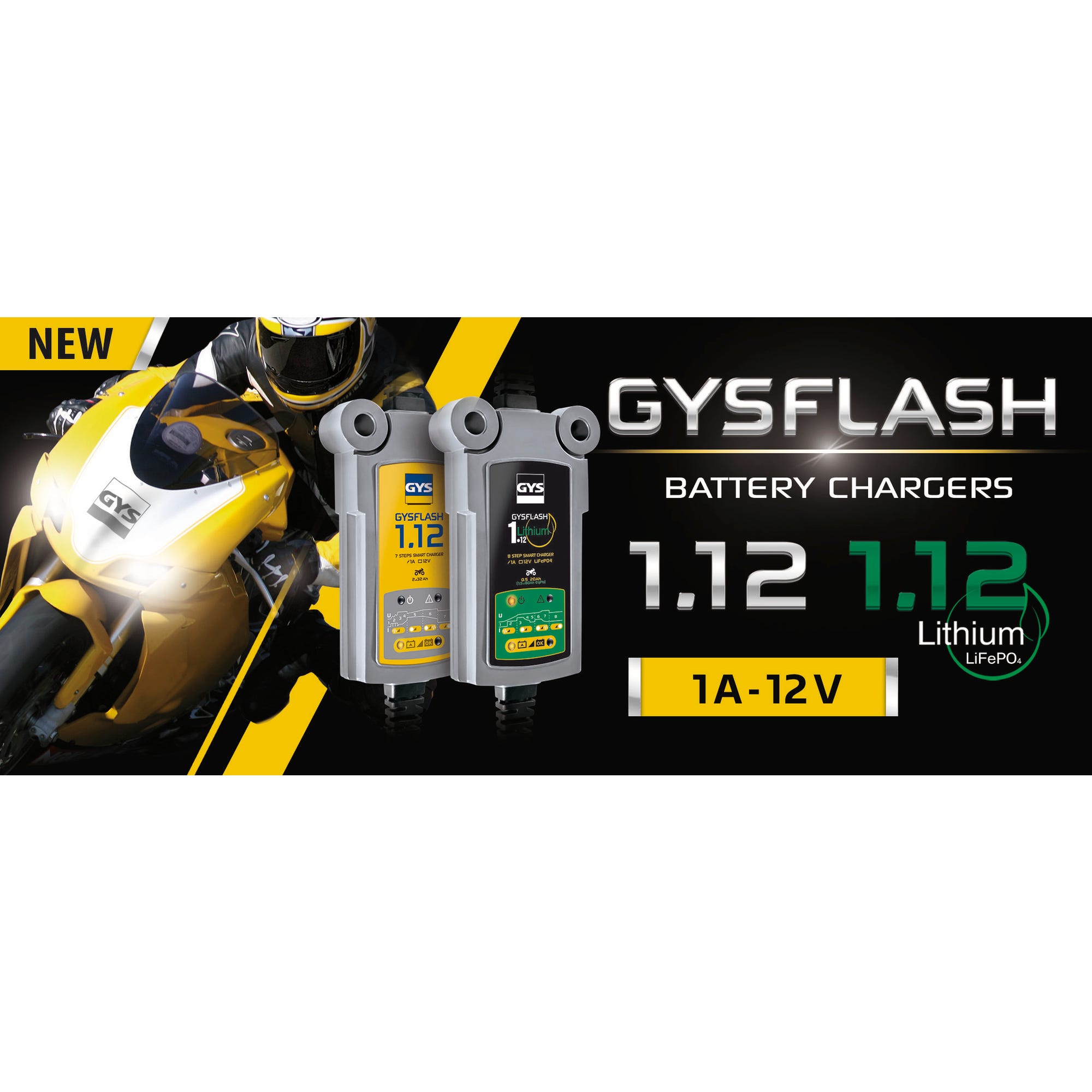 Chargeur de batterie moto pour les batteries 12 V de 1.2 à 32 Ah GYSFLASH 1.12 Gys 7