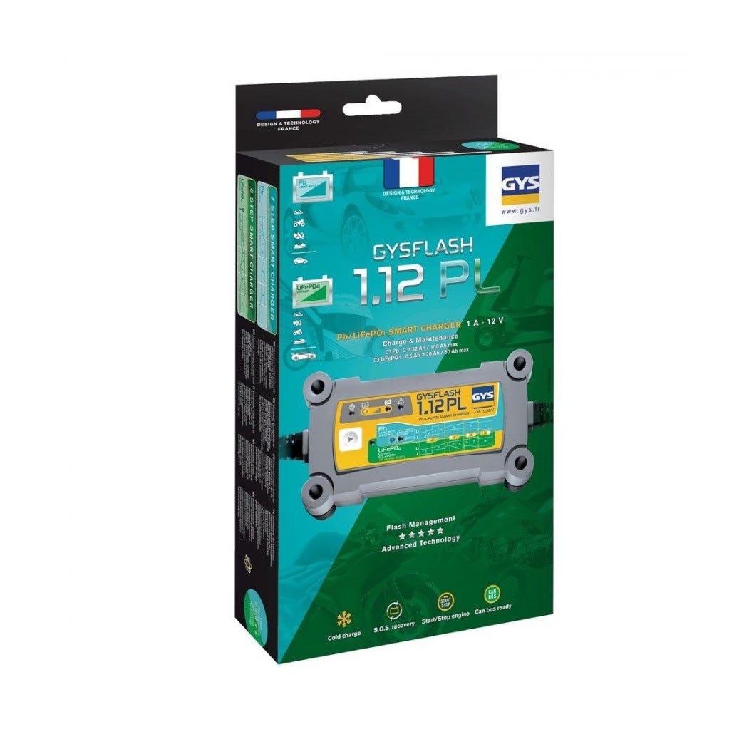Chargeur de batterie moto pour les batteries 12 V de 1.2 à 32 Ah GYSFLASH 1.12 Gys 3