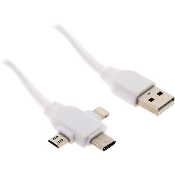Câble USB universel avec triple sortie USB-C, Micro USB et Lightning pour iPhone / iPad 1