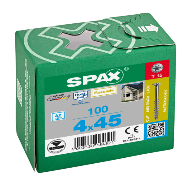 SPAX Vis agglo LiKo T-STAR plus 4,0x 45/30 A2 Kl.Ko. HP (Par 100) 3