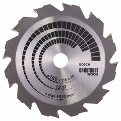 Lame de scie circulaire Construct Wood D160mm pour le bois 12 dents - BOSCH - 2608640630 1