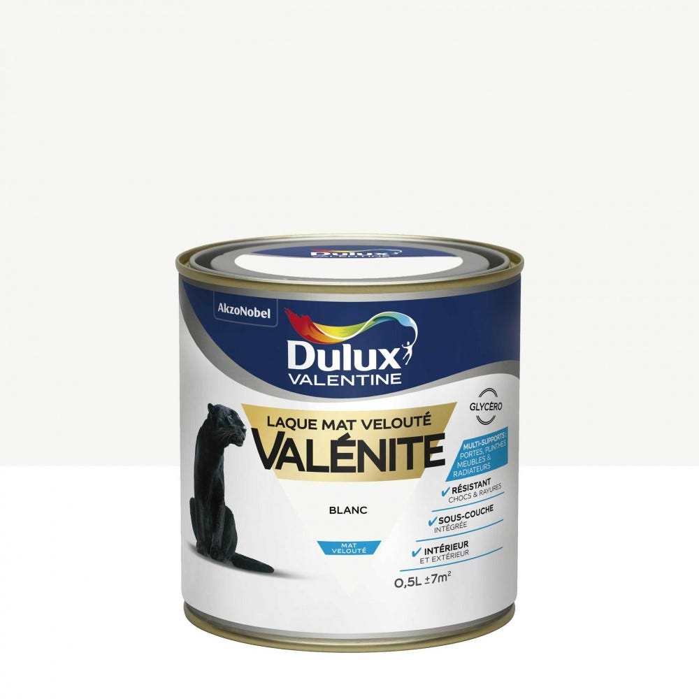 Peinture laque boiserie Valénite blanc mat 0,5 L - DULUX VALENTINE 0