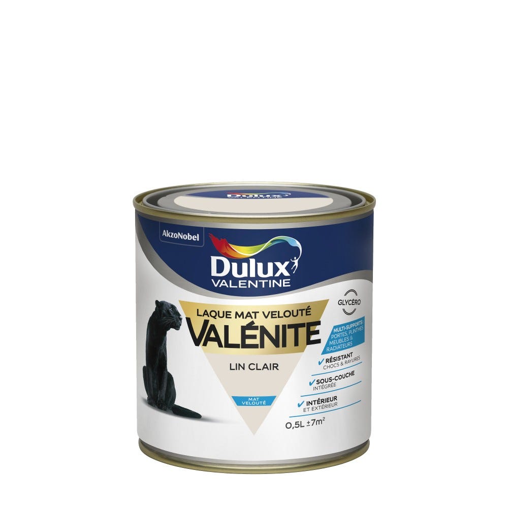 Peinture laque boiserie Valénite lin clair mat 0,5 L - DULUX VALENTINE 2