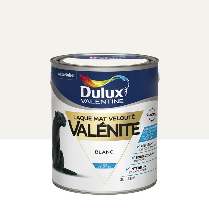 Peinture laque boiserie Valénite blanc mat 2 L - DULUX VALENTINE 0