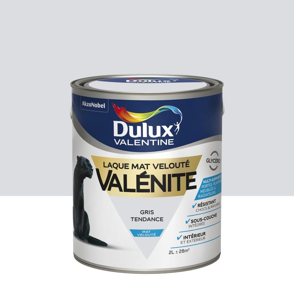 Peinture laque boiserie Valénite gris tendance mat 2 L - DULUX VALENTINE 0