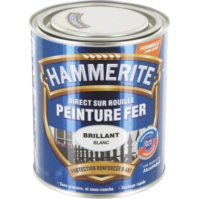 Peinture brillante Hammerite - Boîte 750 ml - Blanc brume