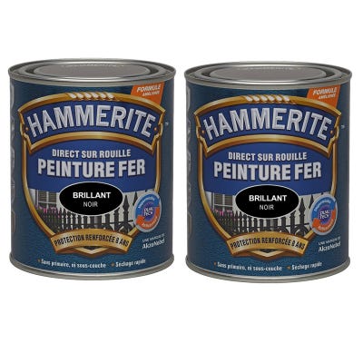 Peinture brillante Hammerite - Boîte 750 ml - Noir