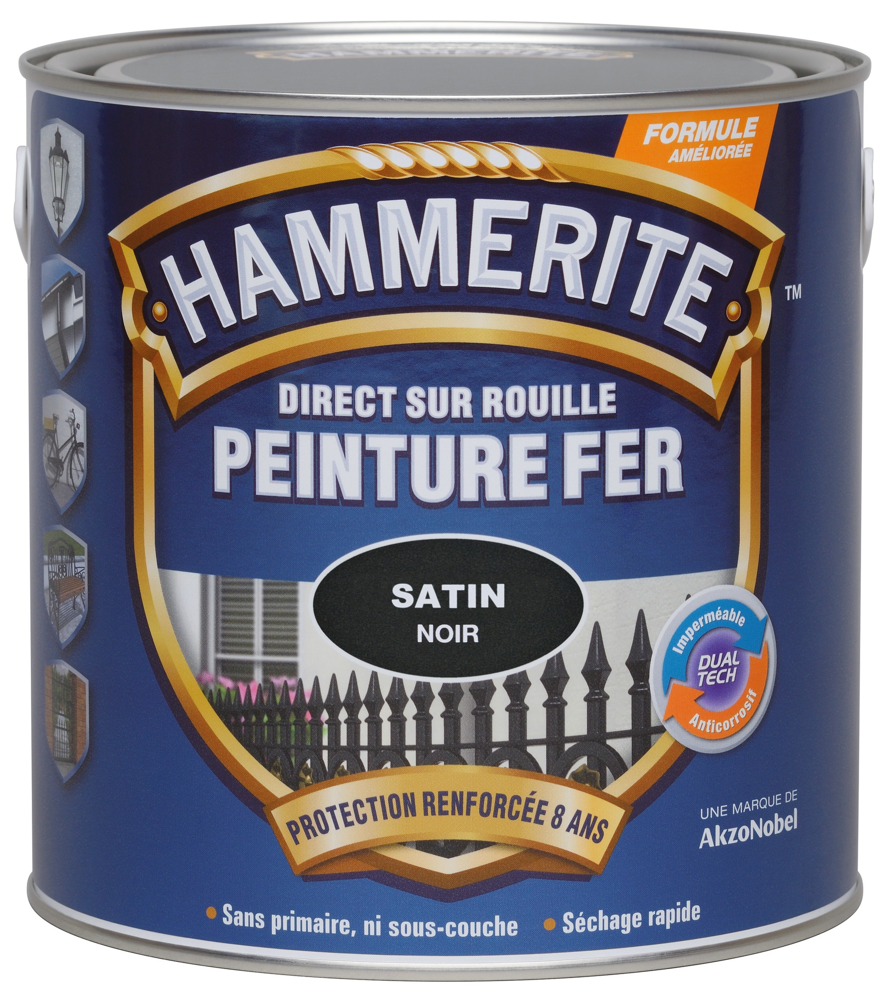 Peinture satinée noire Hammerite - 750 ml