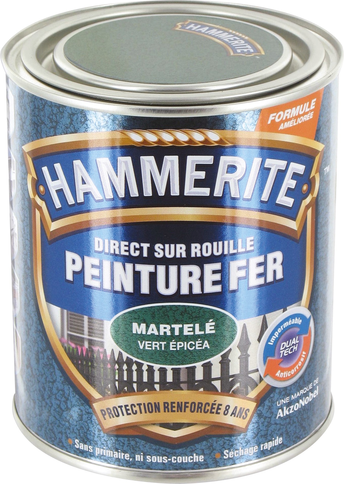 Peinture martelée Hammerite - Boîte 750 ml - Vert épicéa