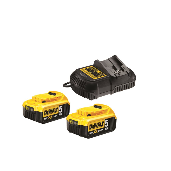 Pack énergie 2 batteries 18V 5Ah + chargeur DEWALT DCB115P2-QW