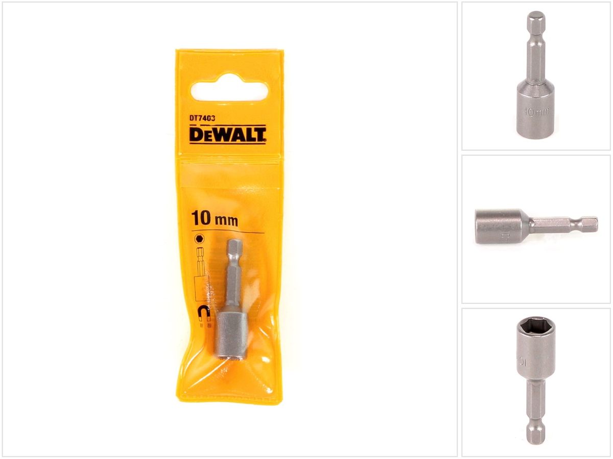 DeWalt DT 7403-QZ Clé à douille hexagonale de 10 mm - de longueur 50mm, support à aimant permanent, 1/4" Antrieb